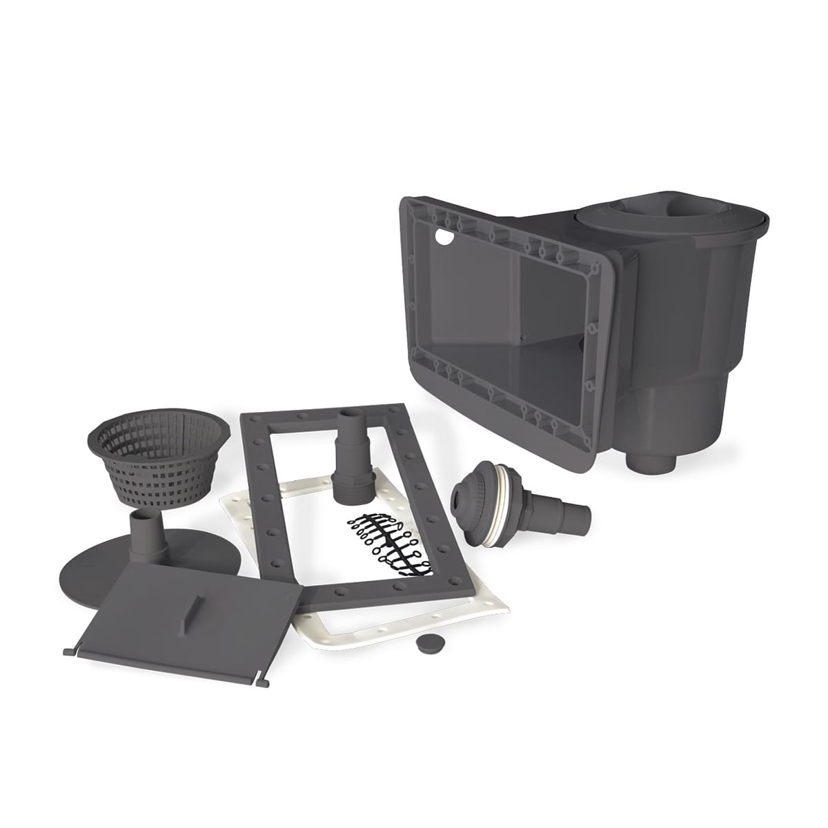 Écumoire murale complète à grande bouche grise pour piscine eau salée