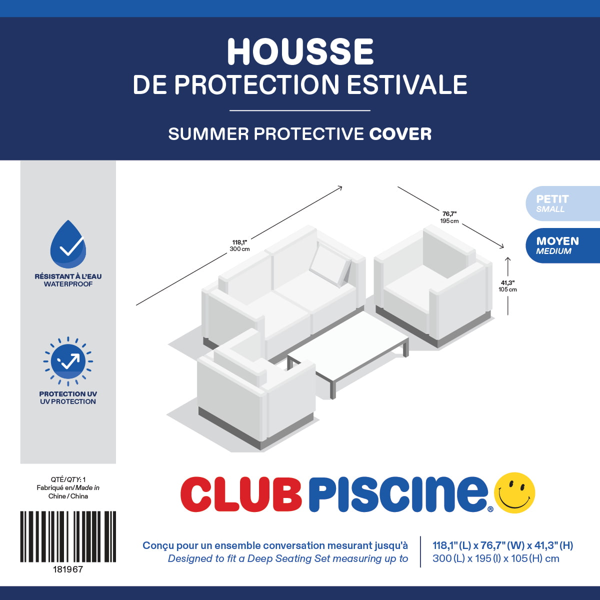 Summer Protective Cover for Loveseat Set - 118.1'' x 76.7'' x 41.3''