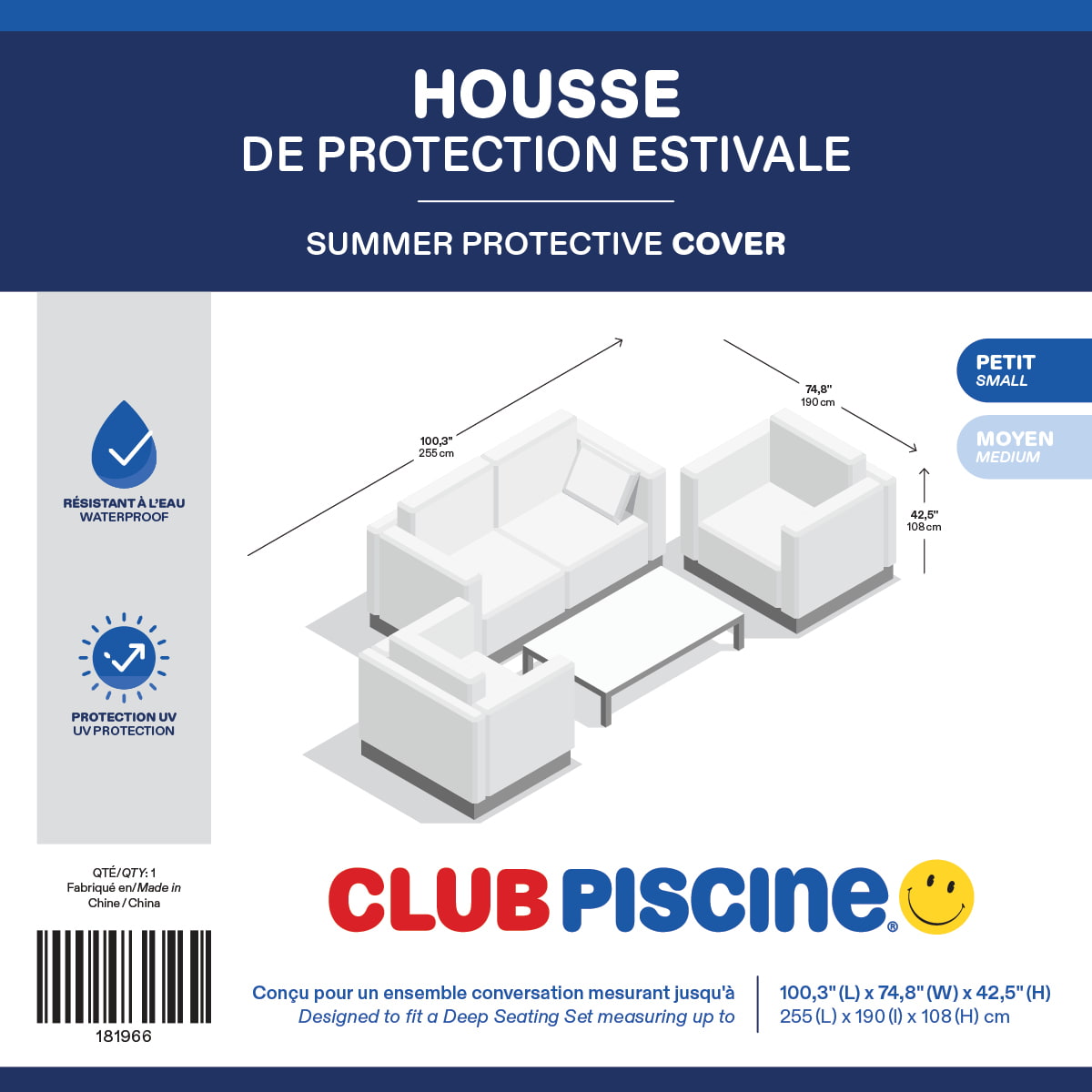 Summer Protective Cover for Loveseat Set - 100.3'' x 74.8'' x 42.5''