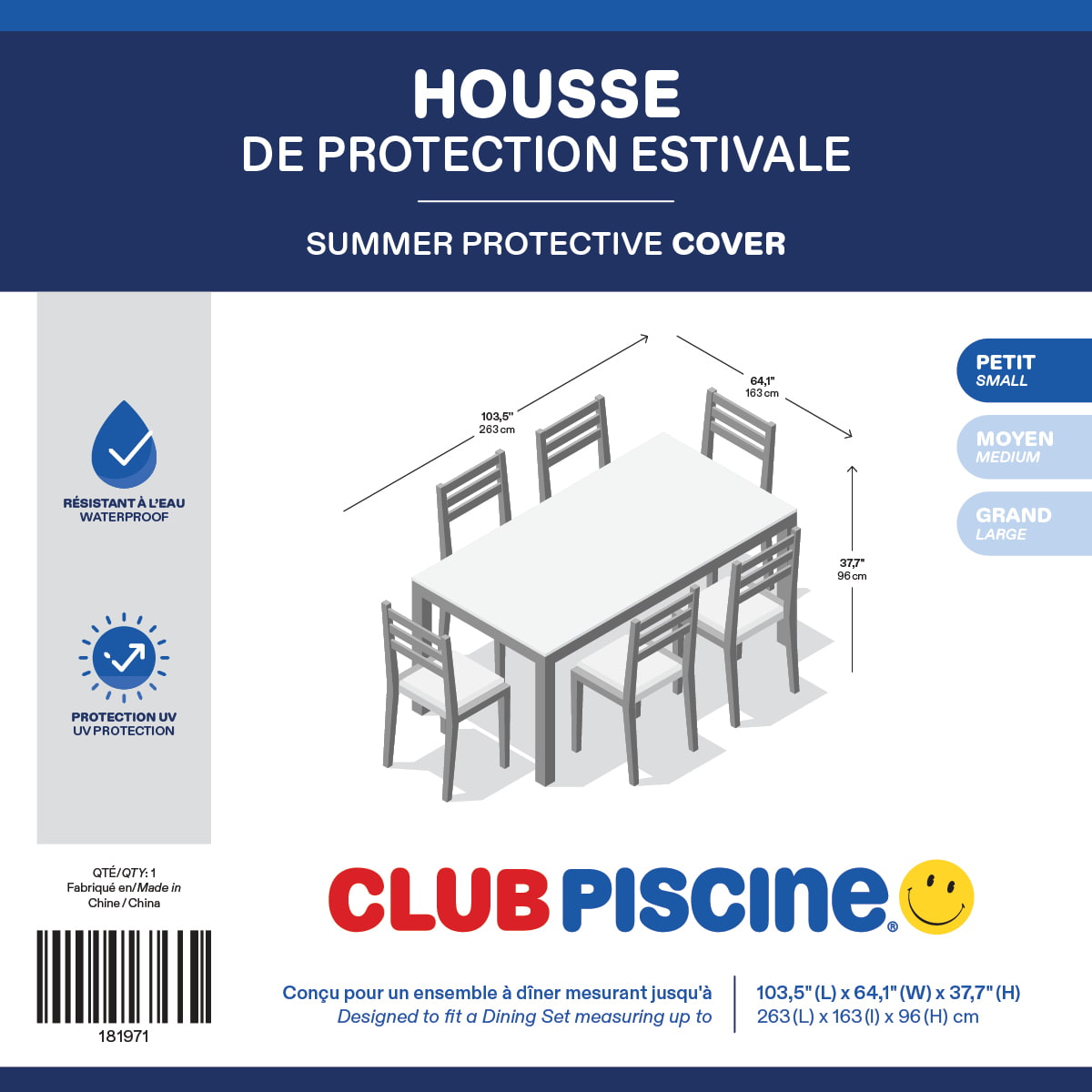 Summer Protective Cover for Dining Set - 103.5'' x 64.1'' x 37.7''