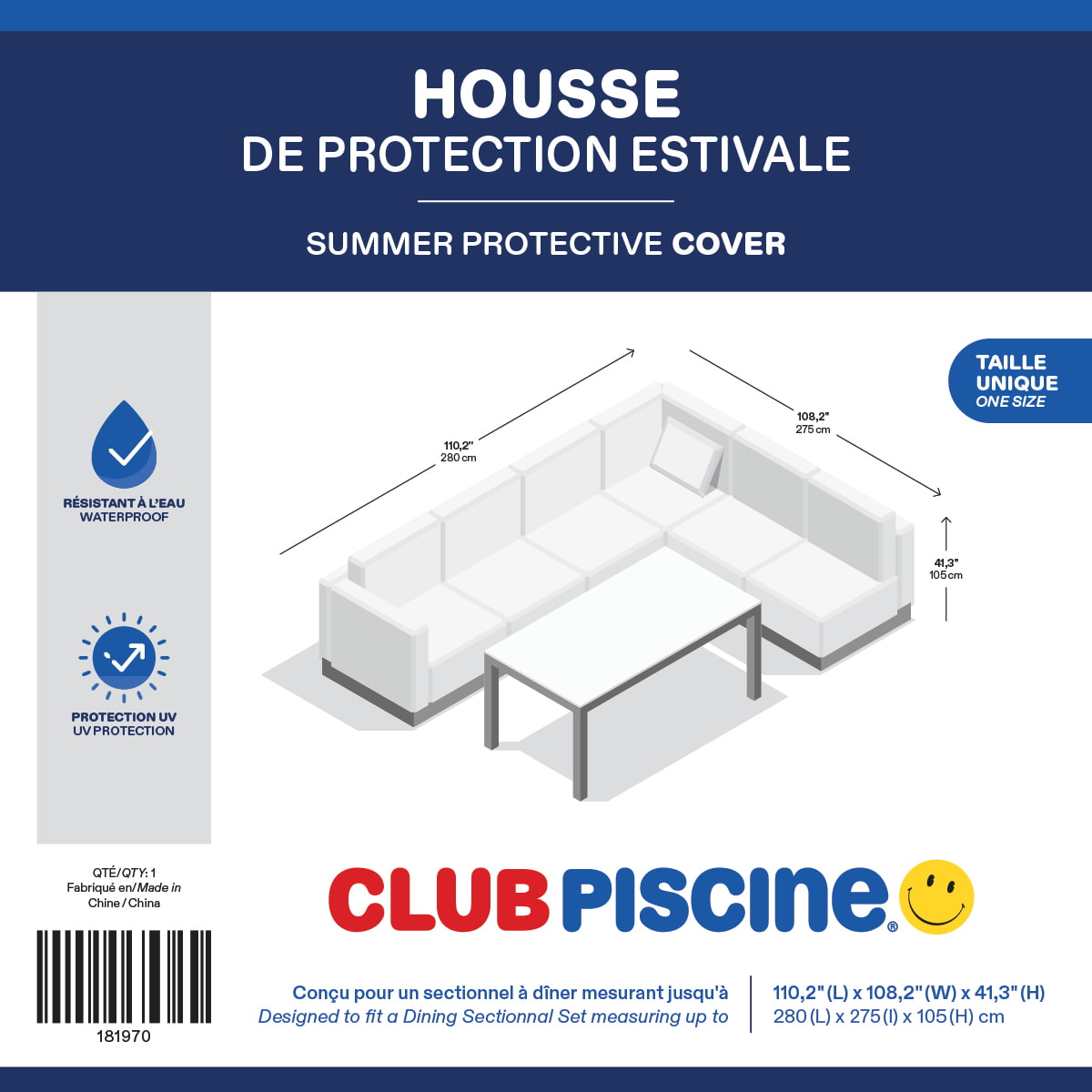 Summer Protective Cover for Sectional Dining Set - 110.2'' x 108.2'' x 41.3''
