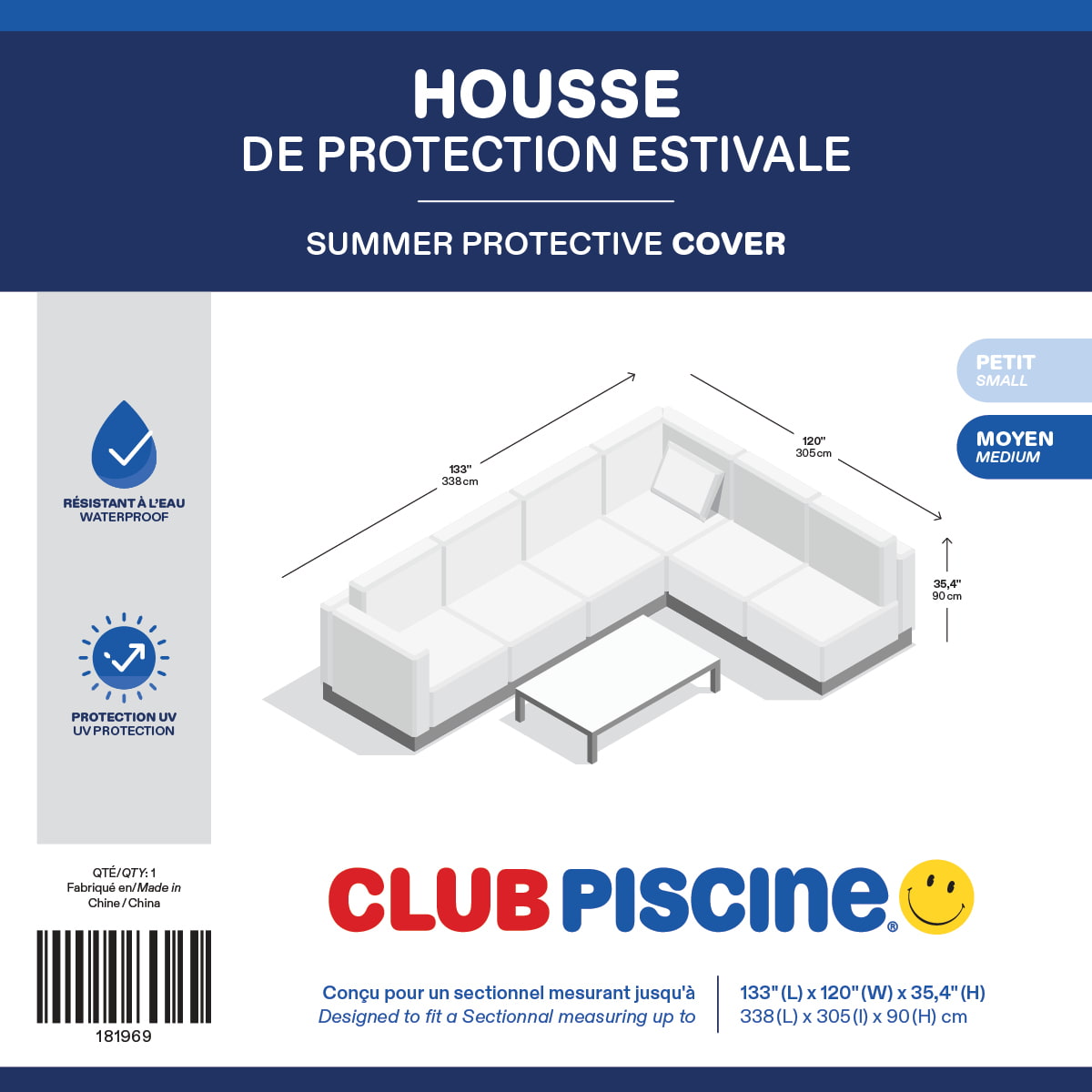Summer Protective Cover for Sectional Set - 133'' x 120'' x 35.4''