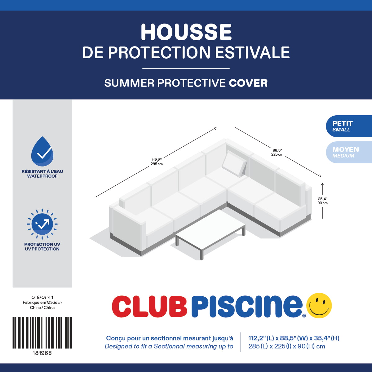 Summer Protective Cover for Sectional Set - 112.2'' x 88.5'' x 35.4''