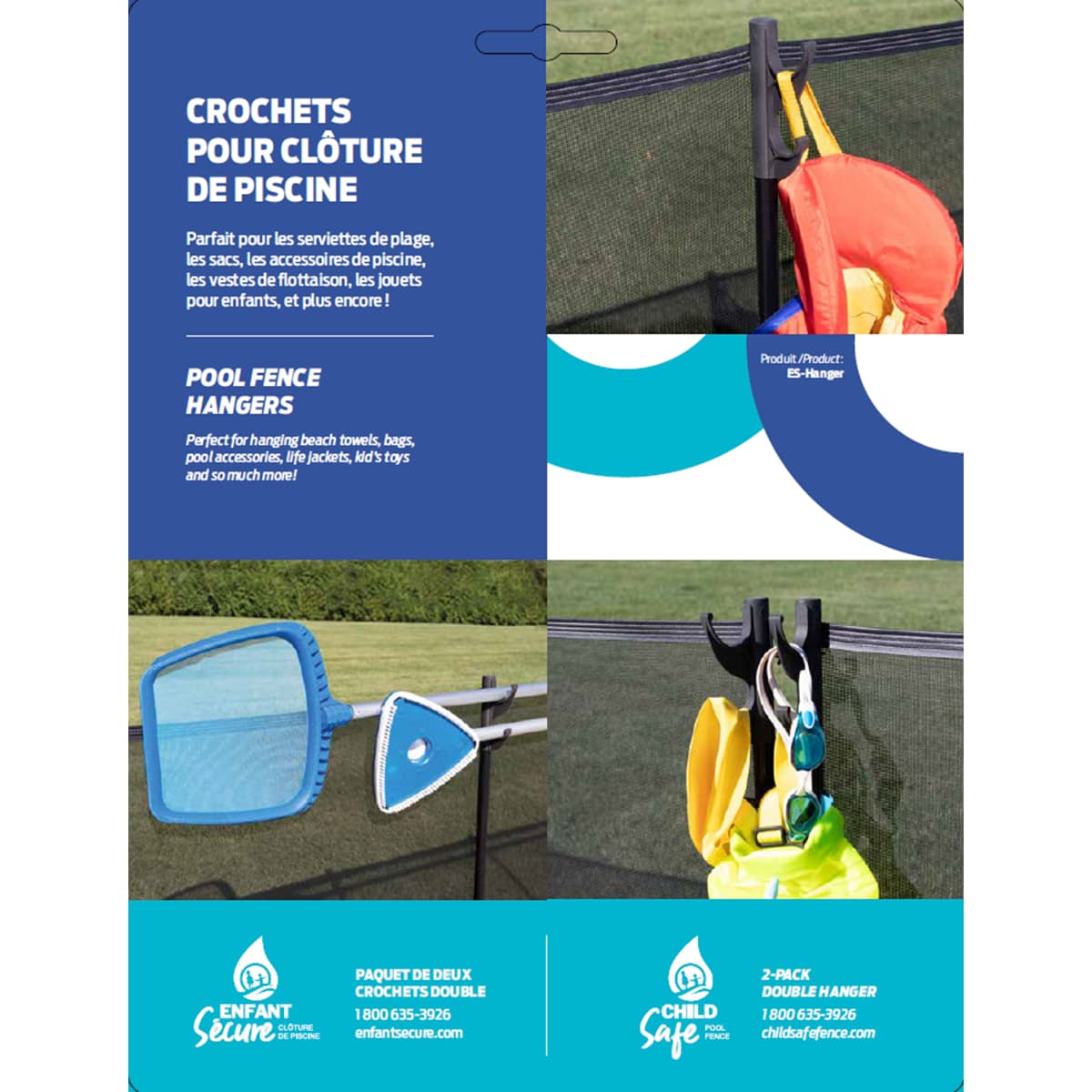 Double Hooks for Pool Accessories