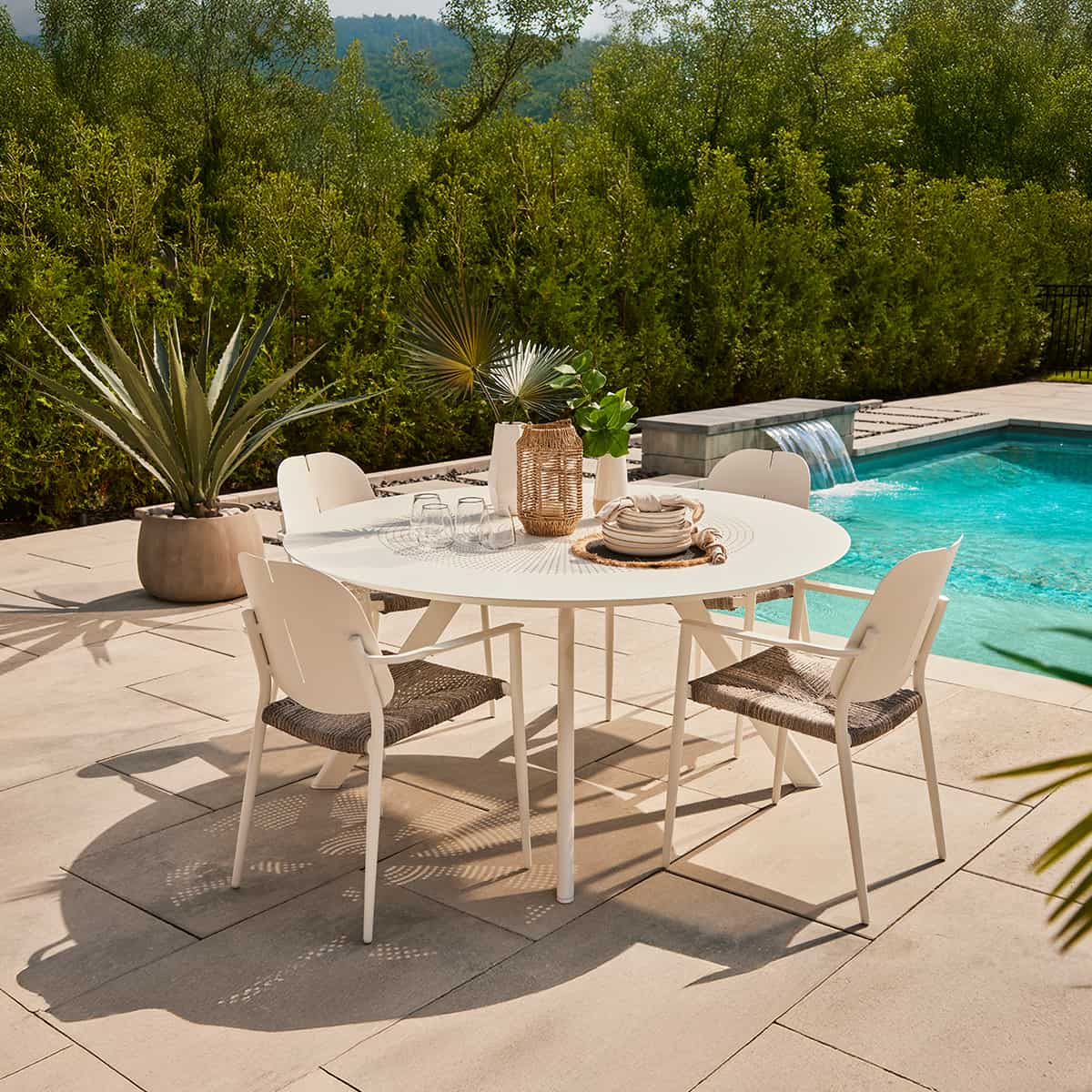 Maldives White Dining Set – 4 Chairs and Round Table