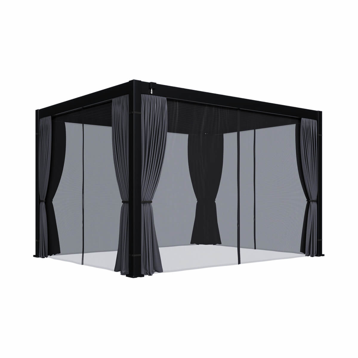 10'x13' Curtain and Mosquito Net Set - Dark Gray
