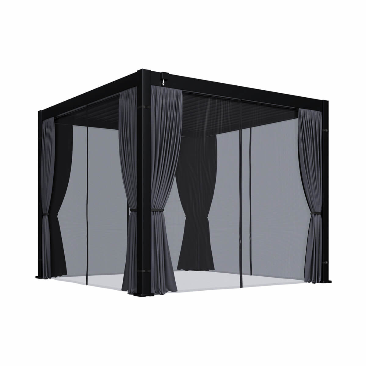 10'x10' Curtain and Mosquito Net Set - Black