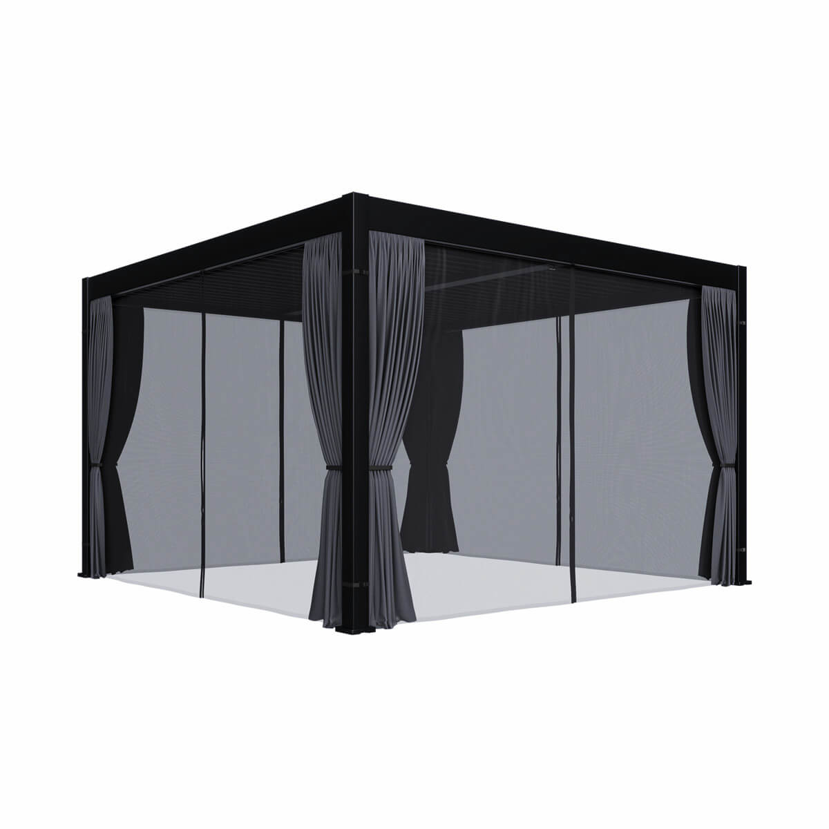 13'x13' Curtain and Mosquito Net Set - Black