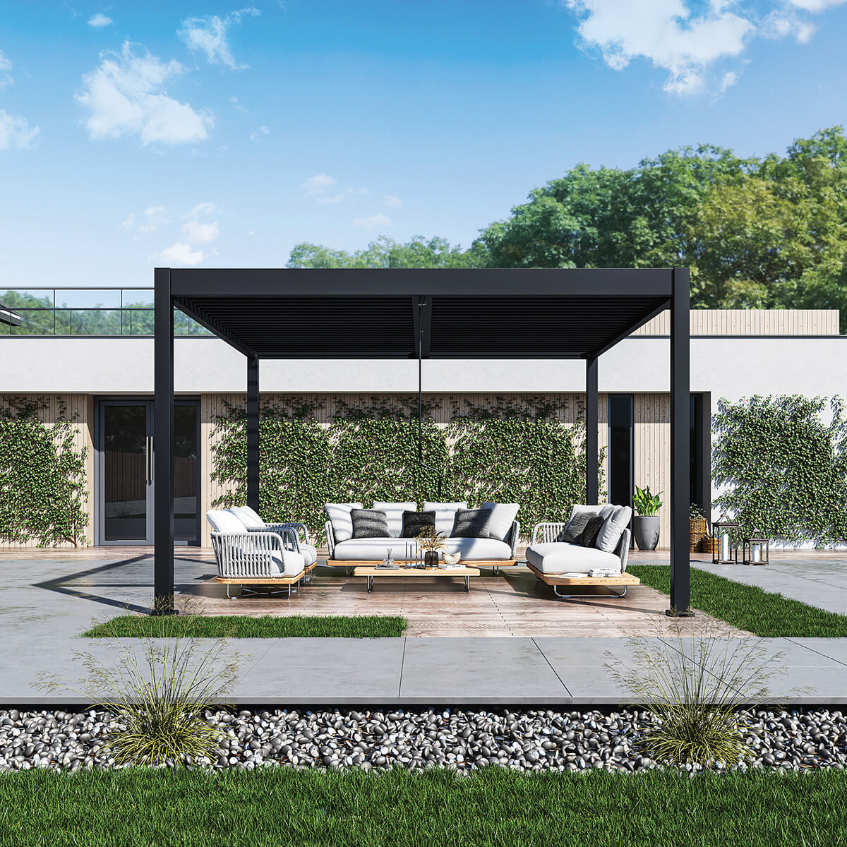 Pergola Ombrella Intro Duo 13'x13' - Noir