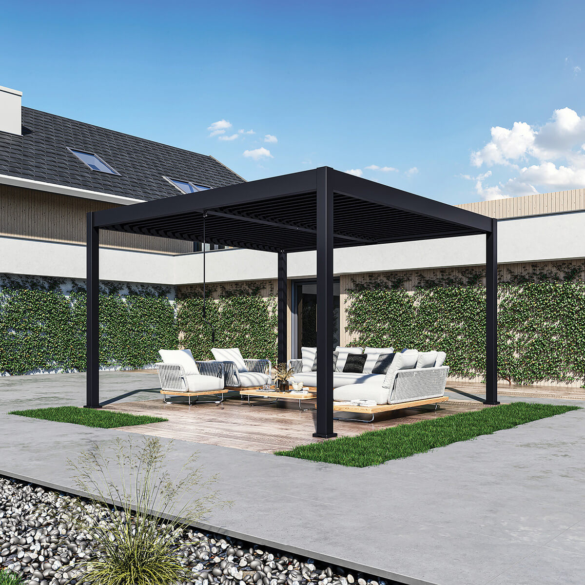 Pergola Ombrella Intro Duo 13'x13' - Noir