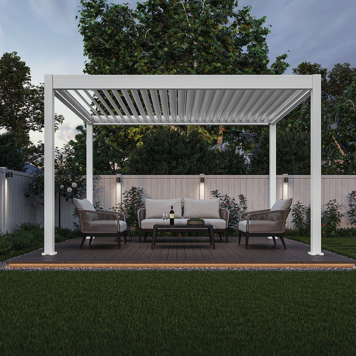 Pergola Ombrella Intro Plus motorisée avec Led 10'x13'- Blanc