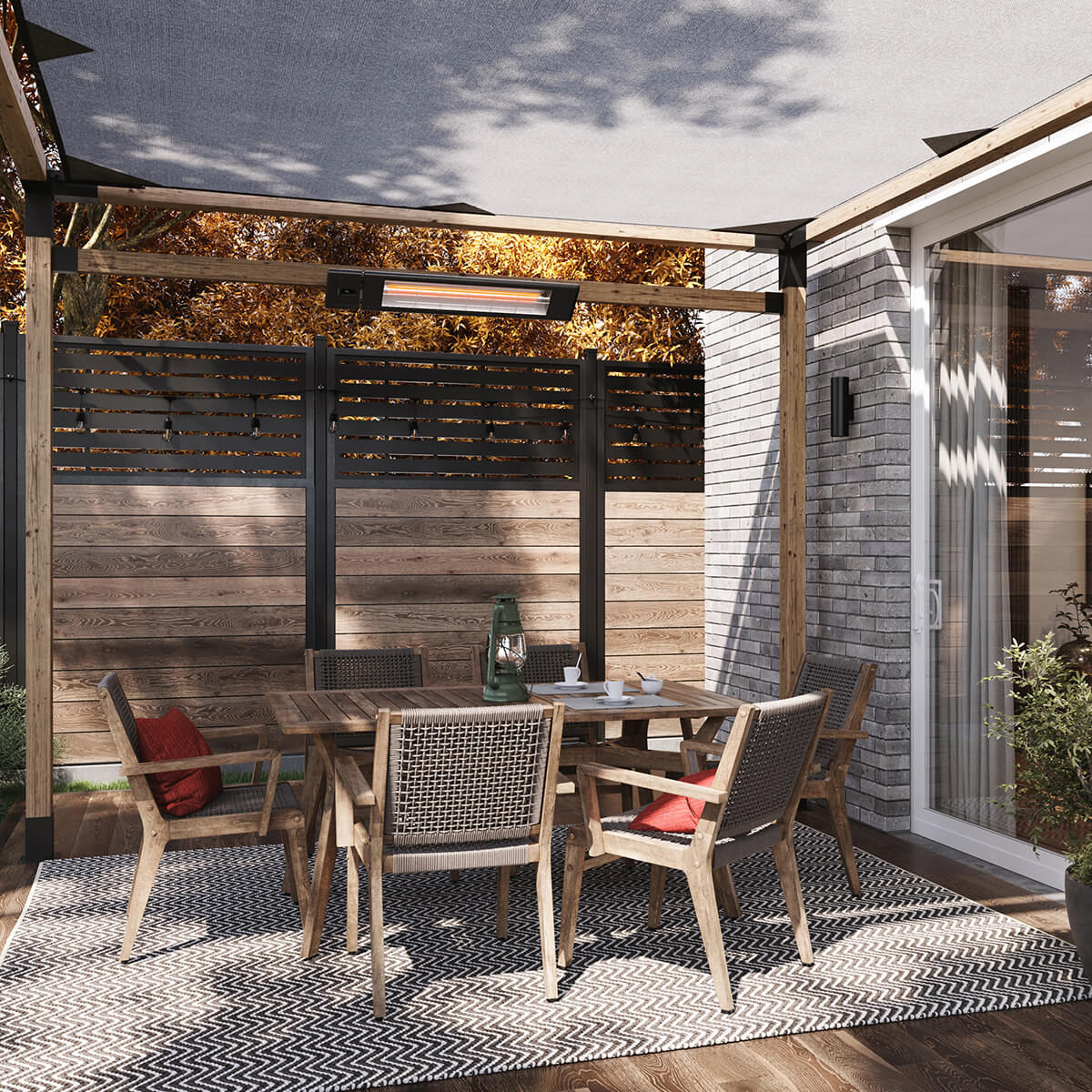 Chauffe-terrasse infrarouge - Noir 1500 W