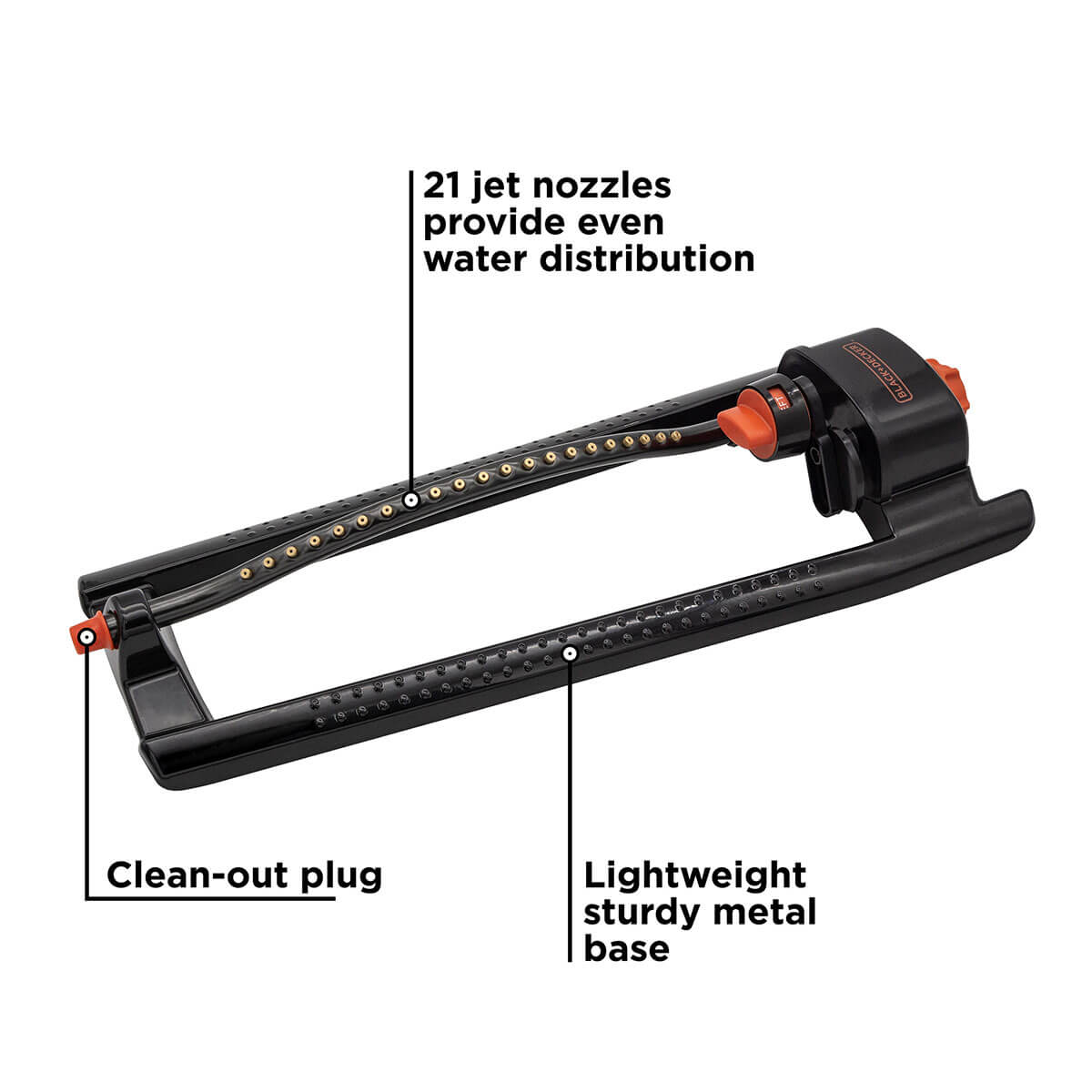 Metal oscillating sprinkler – 21 nozzles – 3600 sq. ft.