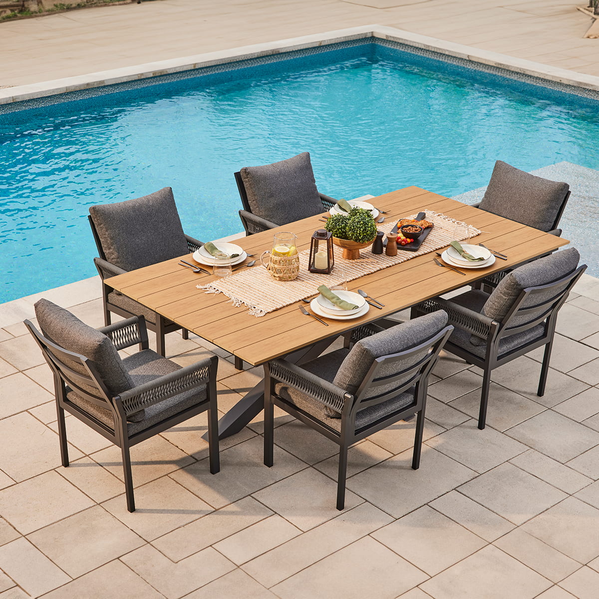 Azalea Dining Set – 6 Chairs and 45'' x 87'' Table