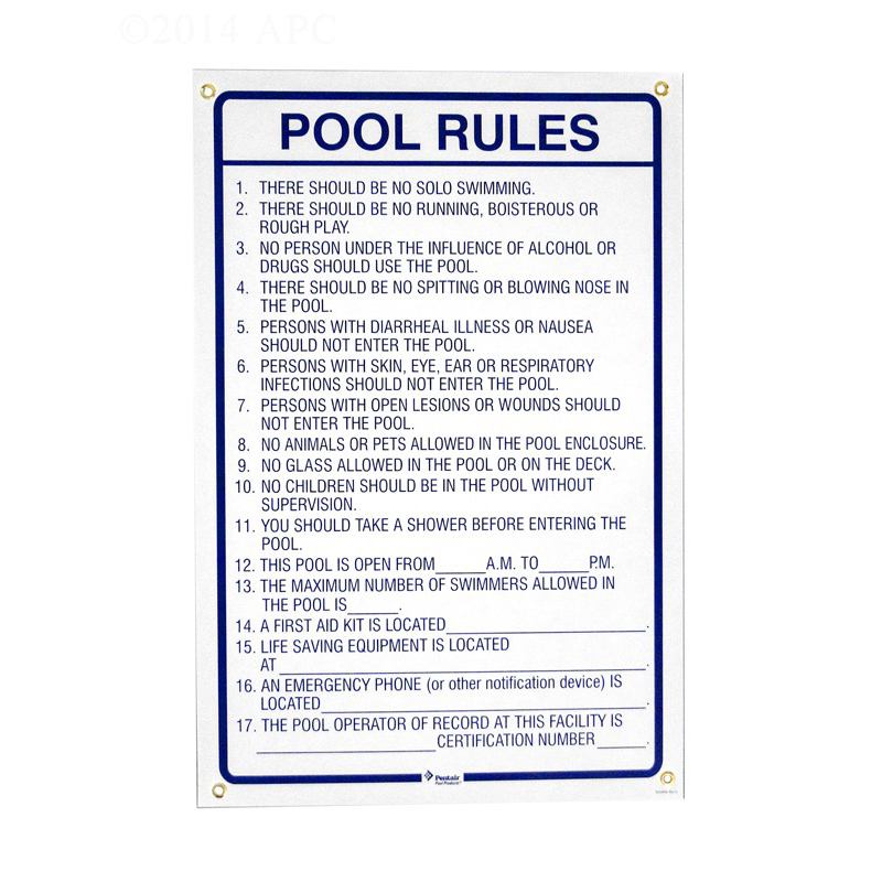 Panneau des règles de la piscine