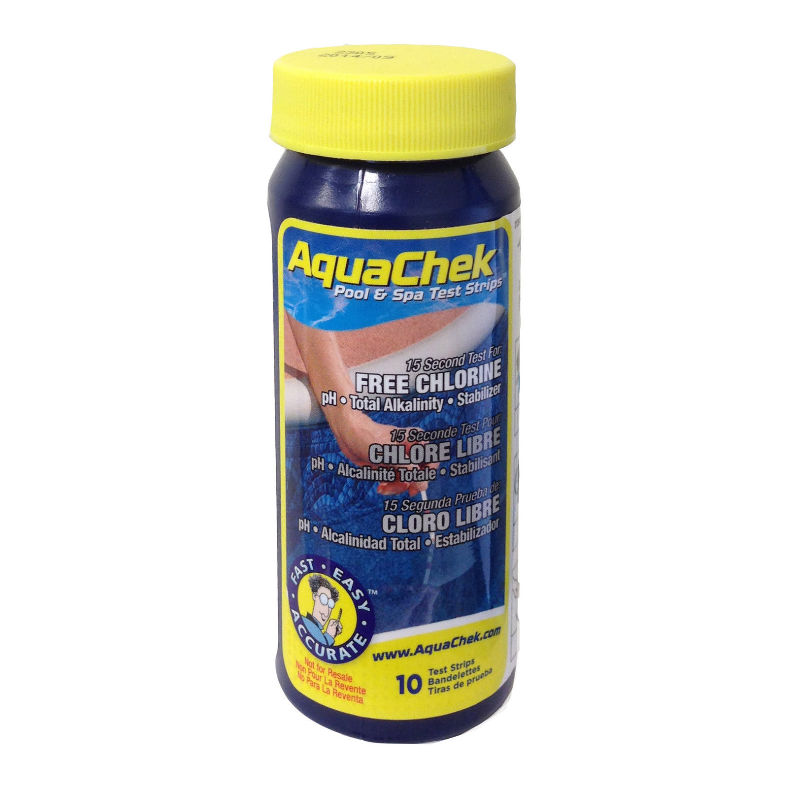 Bandelettes de test de chlore AquaChek jaune 4 en 1 (bouteille de 10 bandelettes)