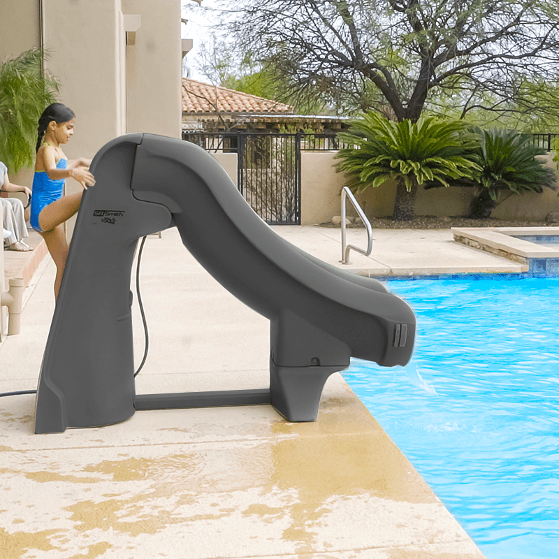 SlideAway Safe Removable Inground Pool Slide (Grey)