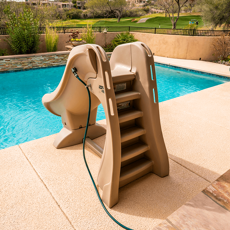 Toboggan de piscine creusée amovible et sécuritaire SlideAway (Taupe)