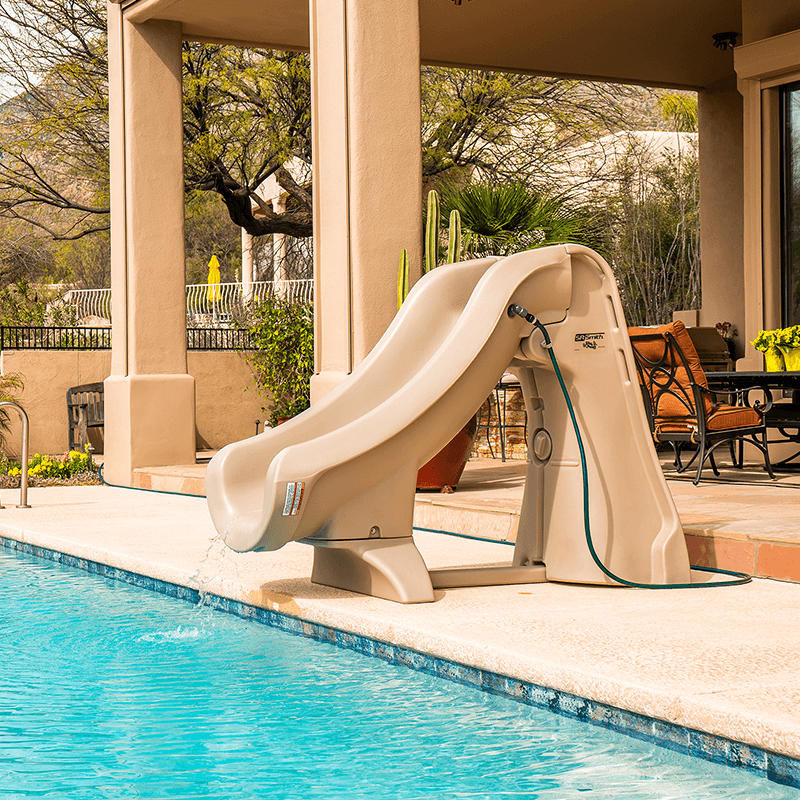 Toboggan de piscine creusée amovible et sécuritaire SlideAway (Taupe)