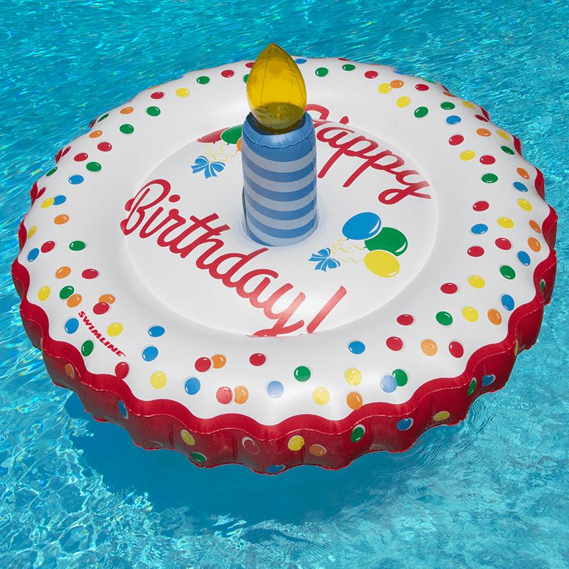 Flotteur de piscine gonflable pour gâteau d'anniversaire à LED