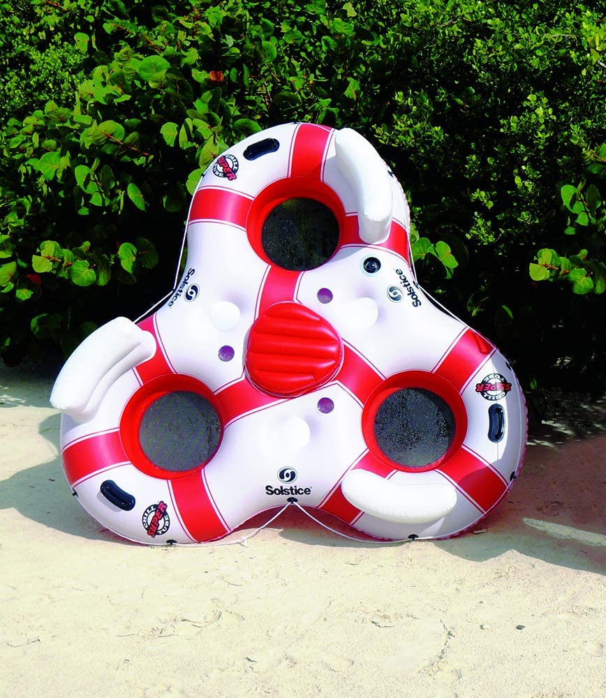 Solstice Super Chill 3 Person Floating Island (White / Red)