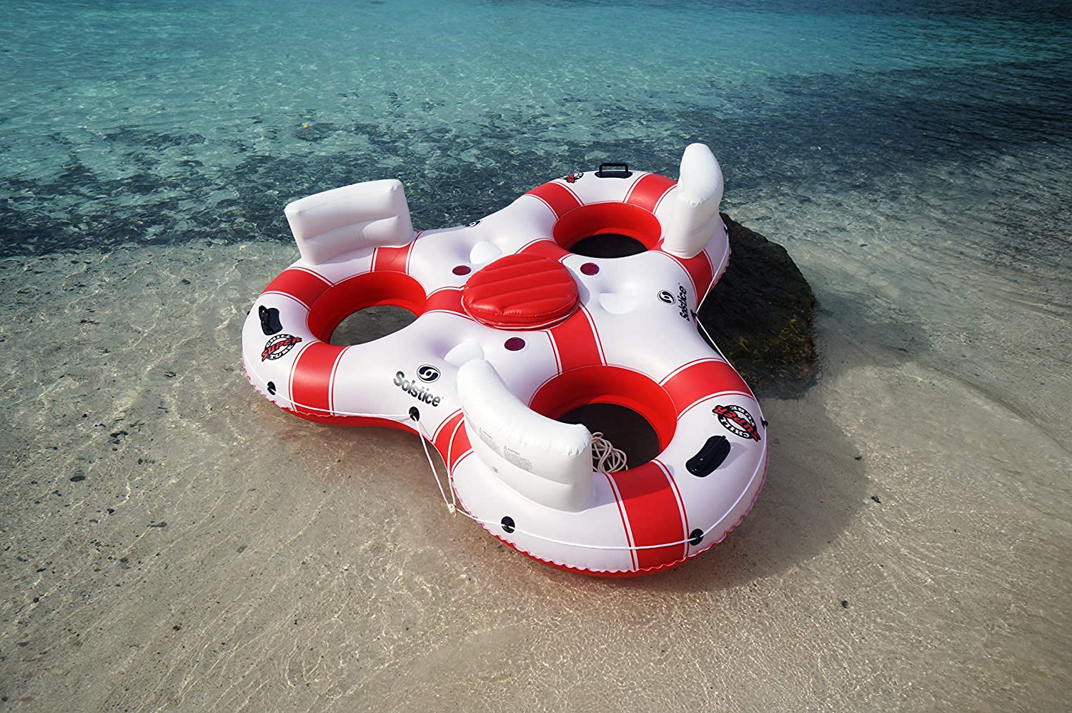 Solstice Super Chill 3 Person Floating Island (White / Red)