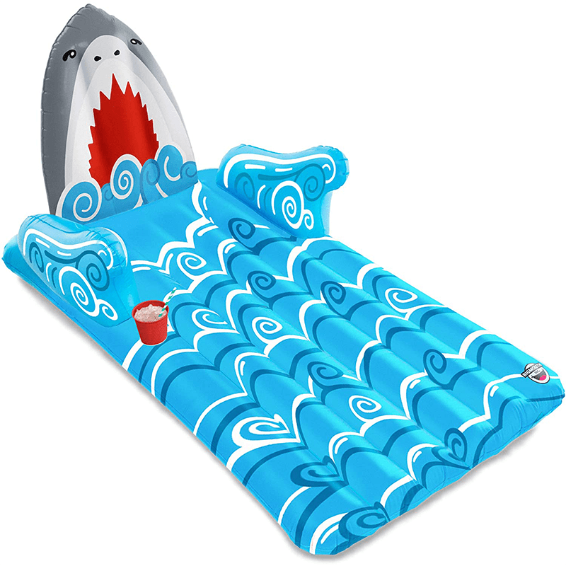 Chaise longue flottante géante à tête de requin de 5 pi de long