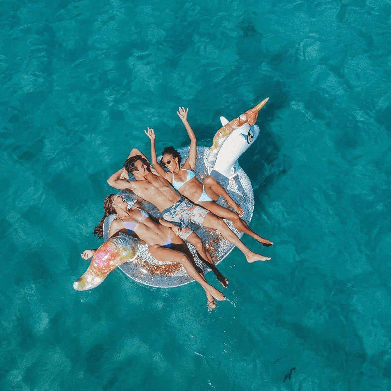 Pool Candy Giant 3 Person Ride-On Glitter Unicorn Float