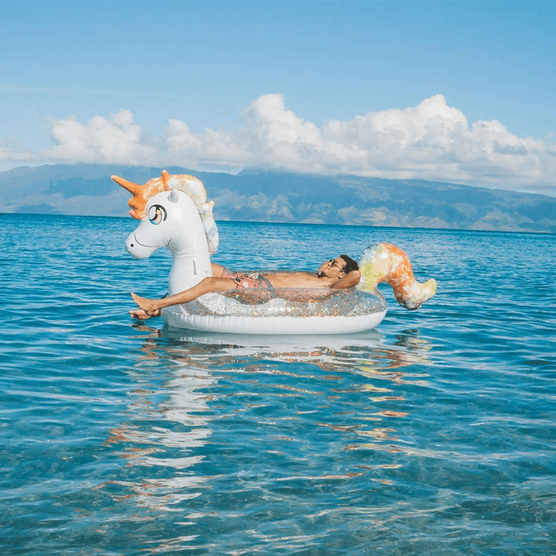 Pool Candy Giant 3 Person Ride-On Glitter Unicorn Float