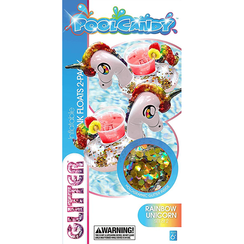 Pool Candy Glitter Unicorne flottant Porte boisson  (Paquet de 2)