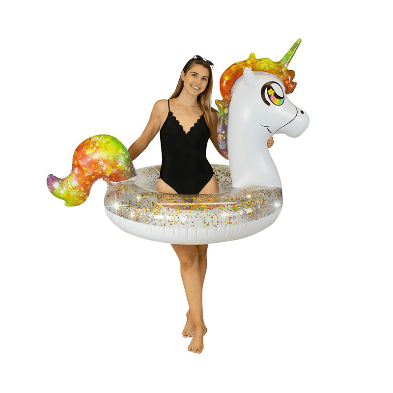 Pool Candy Tube de piscine licorne arc-en-ciel scintillant de 48 pouces