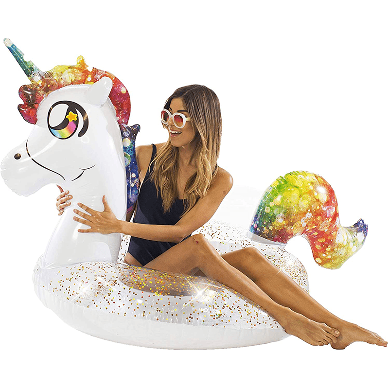Pool Candy Tube de piscine licorne arc-en-ciel scintillant de 48 pouces