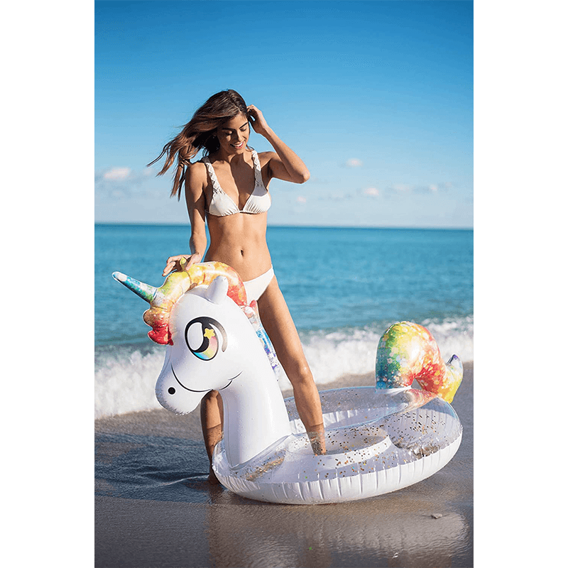 Pool Candy Tube de piscine licorne arc-en-ciel scintillant de 48 pouces