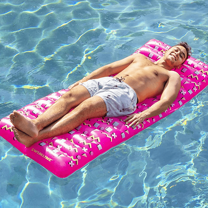 Matelas de piscine gonflable rétro rose