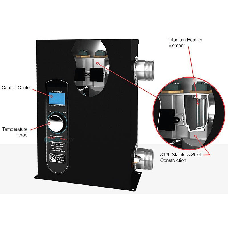 RayPak 18 kW Electric Digital Titanium Pool and Spa Heater