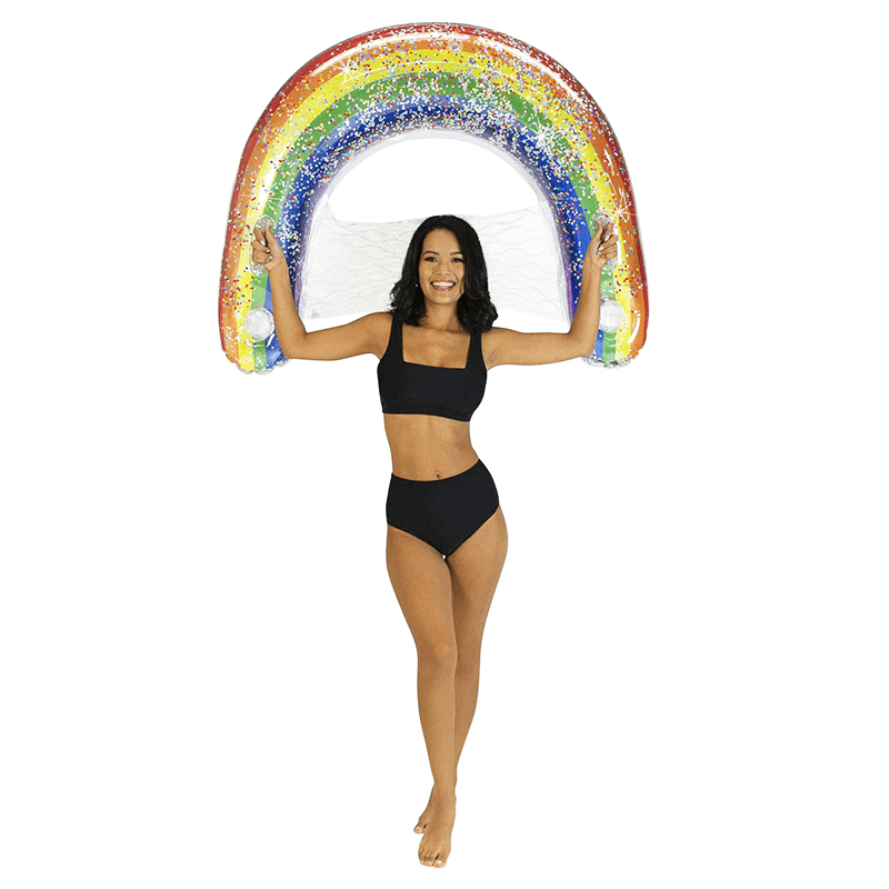 Chaise de soleil géante gonflable à paillettes arc-en-ciel Pool Candy