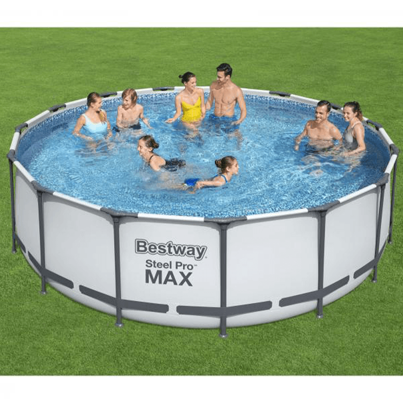 Bestway Steel Pro Max Complete 18 ft Round 48 Inch Tall Above Ground Pool Kit with Pump, Filter and Cover