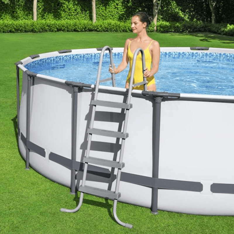 Bestway Steel Pro Max Complete 18 ft Round 48 Inch Tall Above Ground Pool Kit with Pump, Filter and Cover