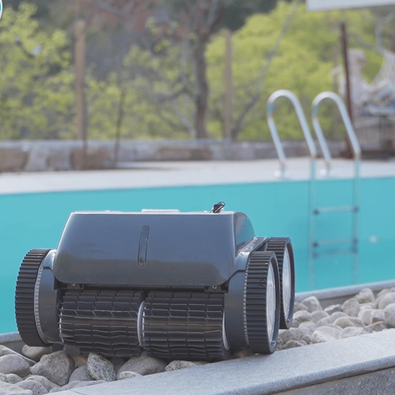 Aspirateur de piscine sans fil, robot nettoyeur de piscine, dure 80  minutes, kit de nettoyage automatique de piscine, moteurs à double  entraînement