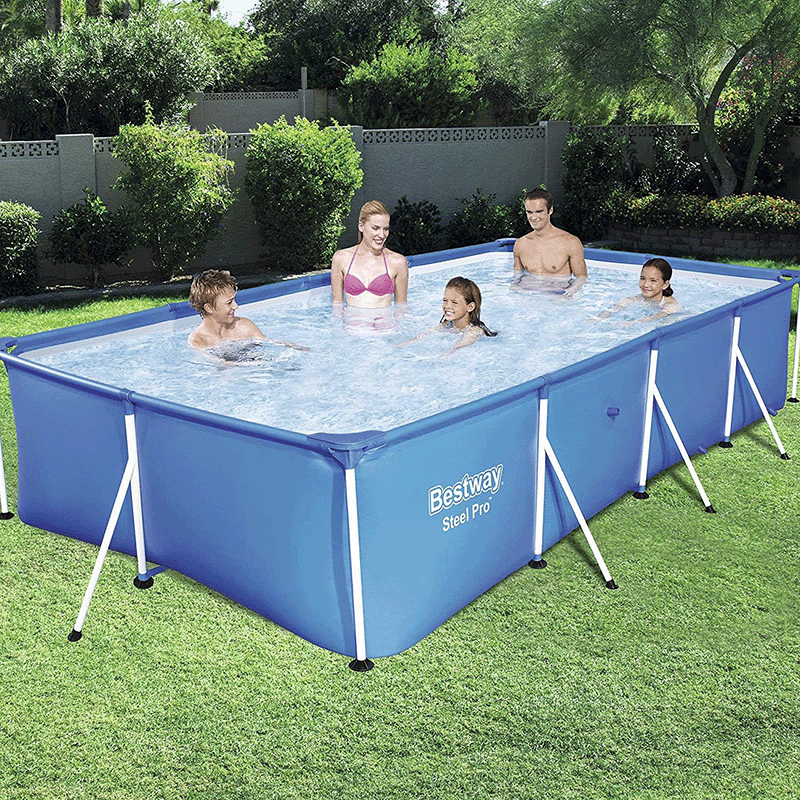 Ensemble complet de piscine hors terre rectangulaire de 13 pi 1 po x 6 pi 11 po  et 32 pouces de haut Bestway Steel Pro
