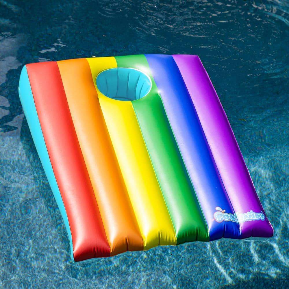 Jeu de piscine flottant gonflable Lancer de trou de maïs arc-en-ciel
