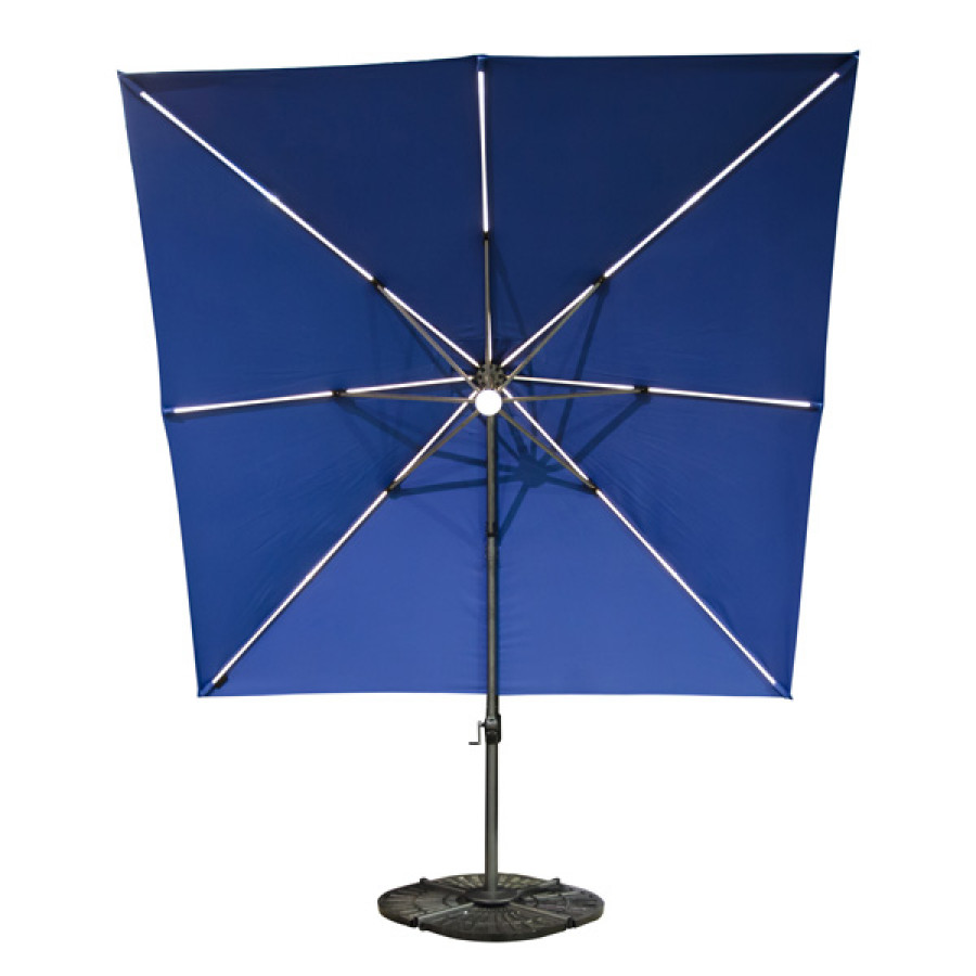 Parasol suspendu Deluxe 10' avec lumière DEL - Charbon - Bleu