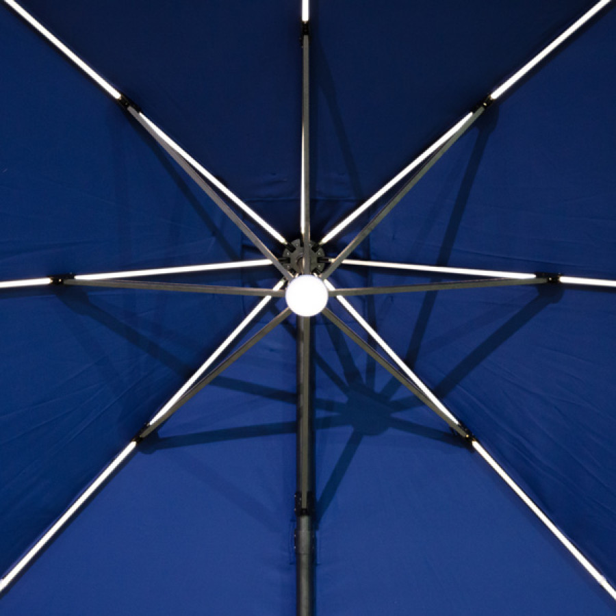 Parasol suspendu Deluxe 10' avec lumière DEL - Charbon - Bleu