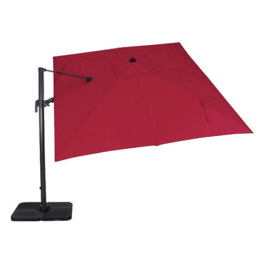Parasol suspendu Deluxe Sunbrella 10' avec inclinaison de 45 degrés - Rouge