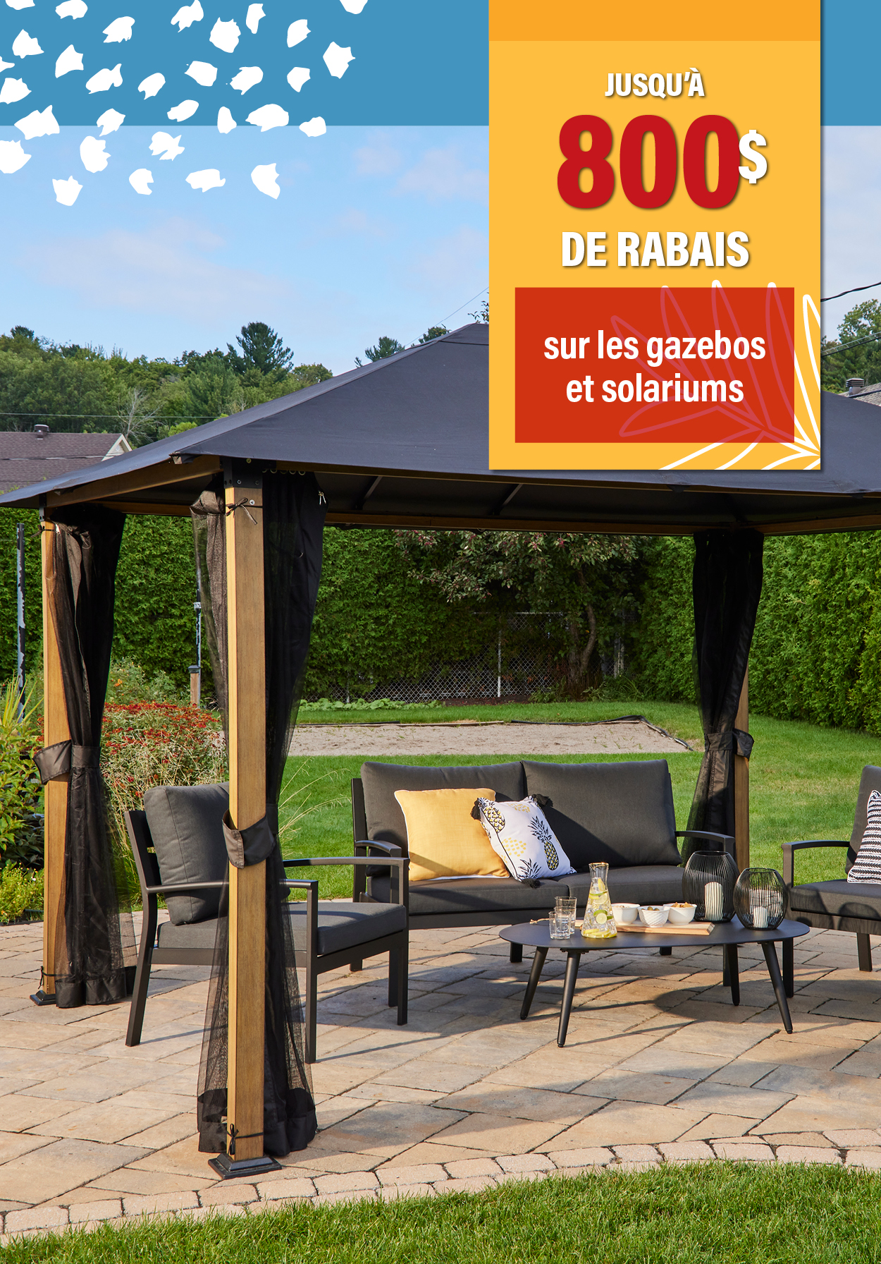 Jusqu'à 800$ de rabais sur les gazebos et solariums