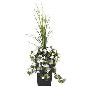 Jardinières en pot - Arrangement floral Géranium blanc