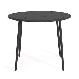 Flores Black Round Dining Table in Steel