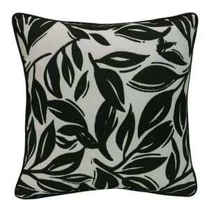 Coussin carré 18x18 po - Feuilles Imprimées Noir
