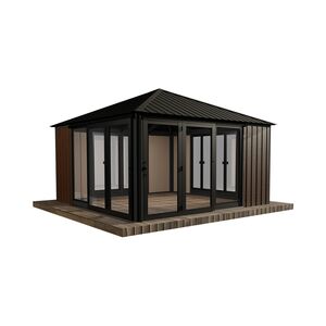 Pavillon en bois Sofia - 14'x14' - 1 porte Blacksmith/Espresso