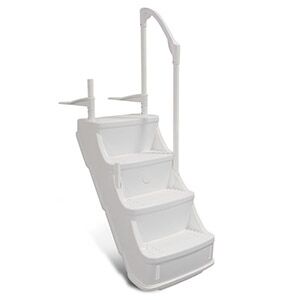 Above-Ground Pool Step with 1 Handrail - White